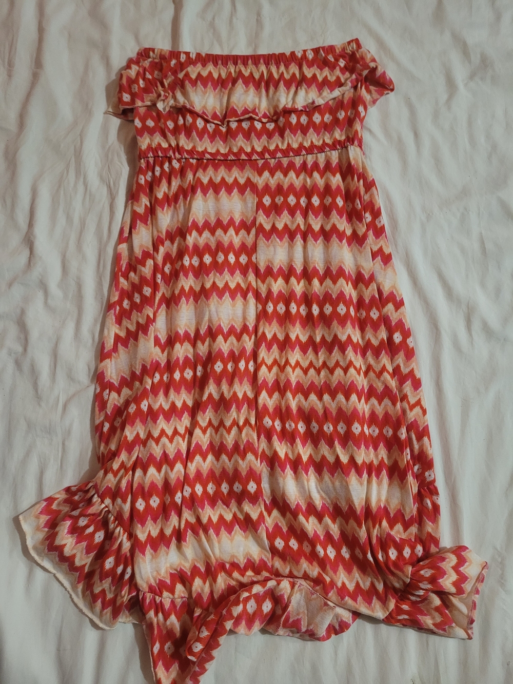 Red Chevron High-Low Ruffle Skirt - Picture 3 of 3